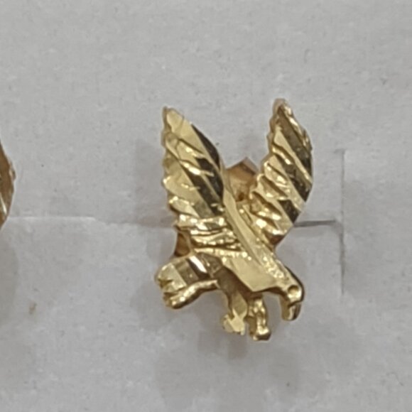 10K Solid Gold Eagle Stud Earrings - Picture 7 of 7